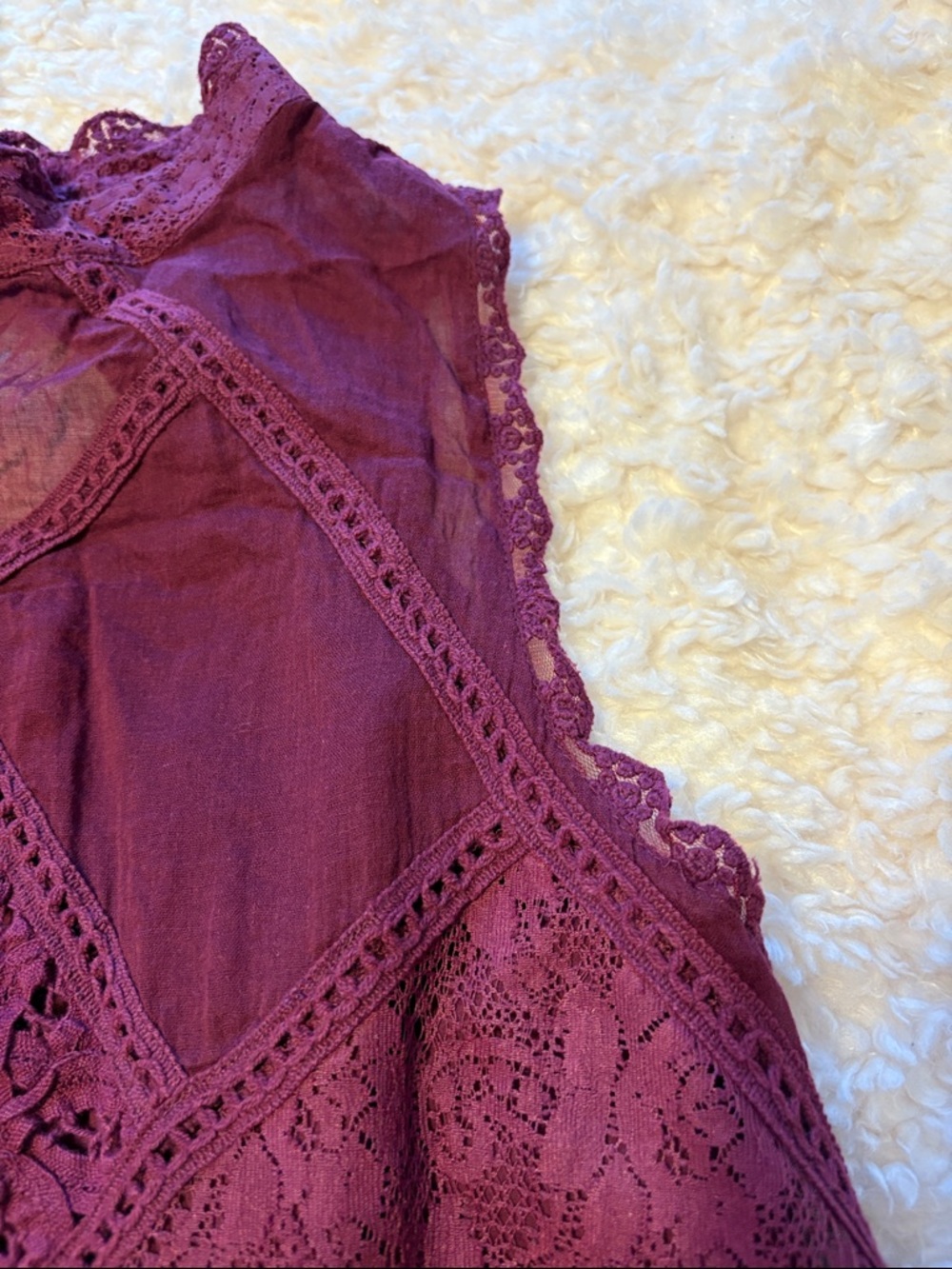 Free People Lace crochet Sleeveless Tunic in Deep Plum Medium - Picture 9 of 12